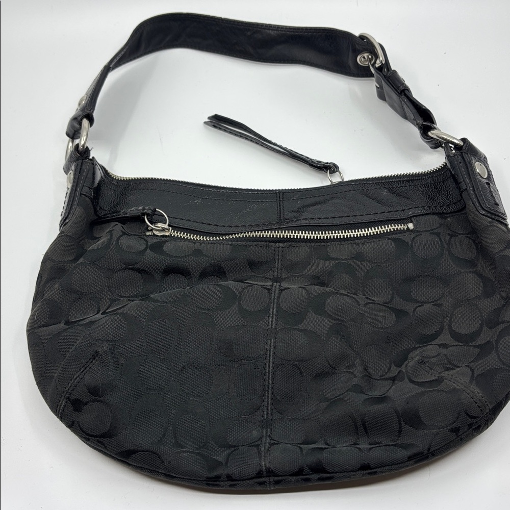 Coach Black Signature Canvas Shoulder Bag - Picture 2 of 7